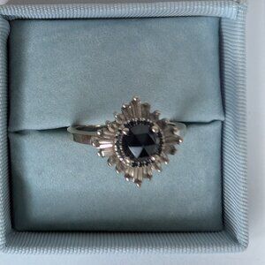 Heidi Gibson Gatsby Petite Size 5 14k white gold, 5mm Black Sapphire center